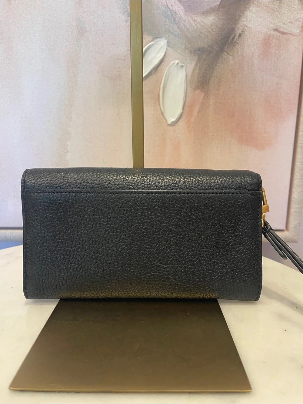 Tory Burch Black Britten Leather Wallet with Wristlet